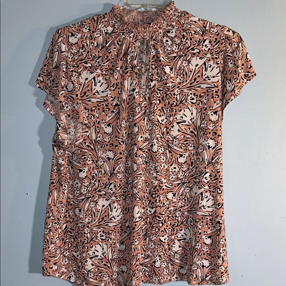 Adrienne Vittadini Peach and Black Floral Blouse plus size 3x - Picture 1 of 7